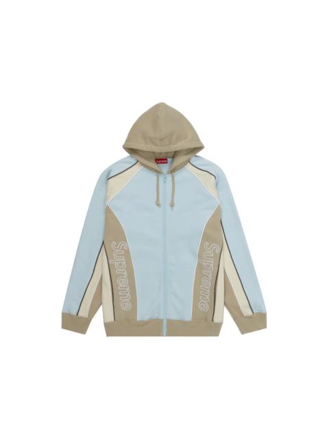 Supreme Track Paneled Zip Up Hooded Sweatshirt Pale Blue