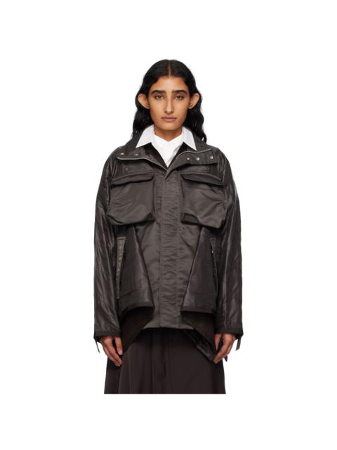 Brown Nylon Twill Mix Coat