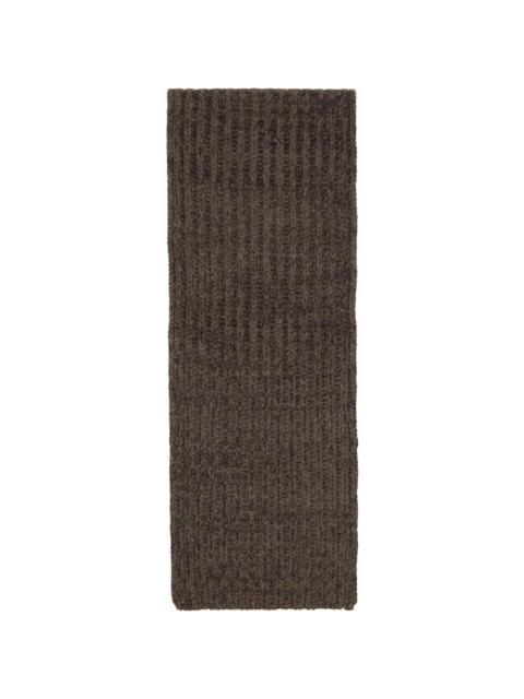 Brown Rib-Knit Scarf