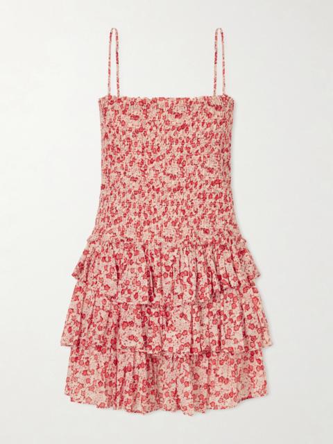 Elodie Floral-print Ruffled Organic Cotton Mini Dress