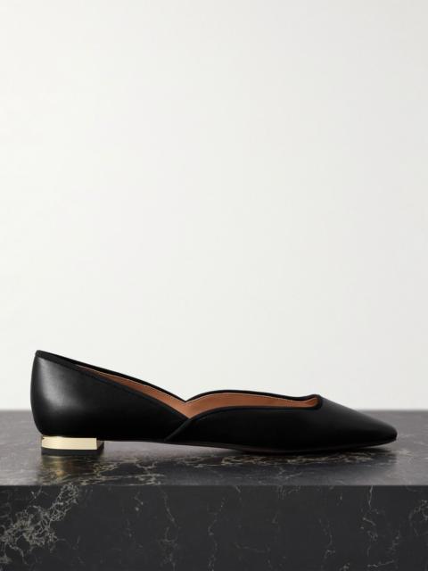 Maia grosgrain-trimmed leather ballet flats Black