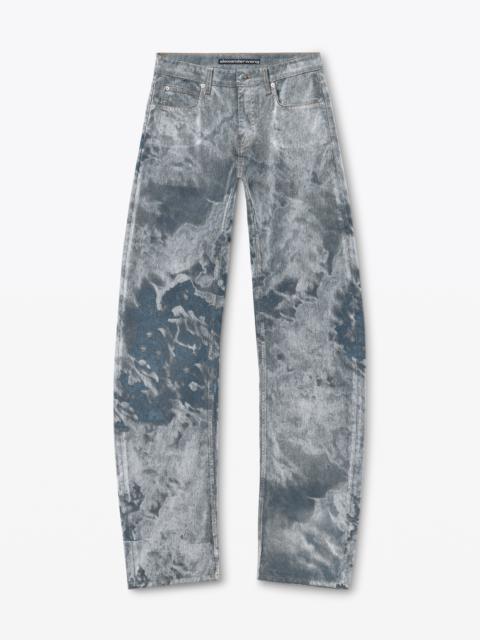 Low-Rise Flocked Jeans with Lasered Cloud Print