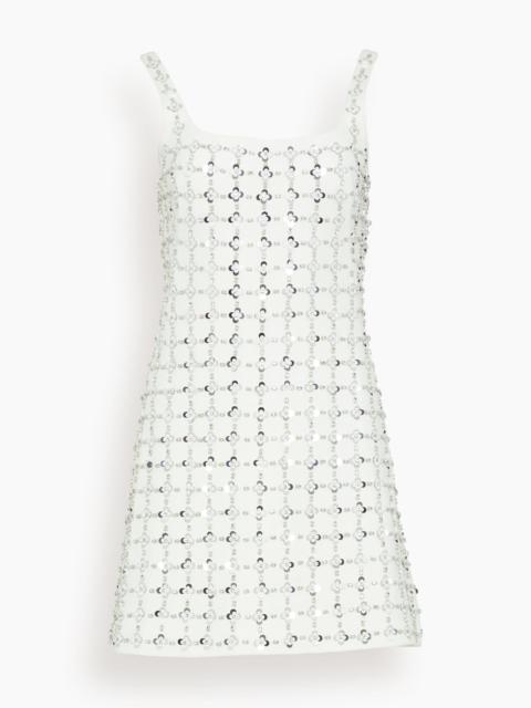 Ziva Sleeveless Embellished Mini Dress in White Multi