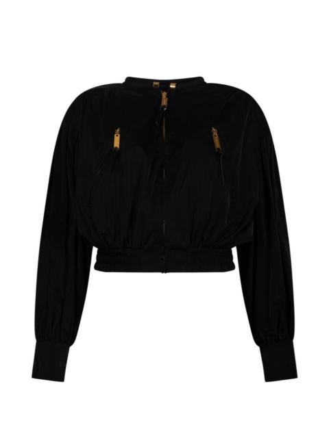 zip-fastening bomber jacket