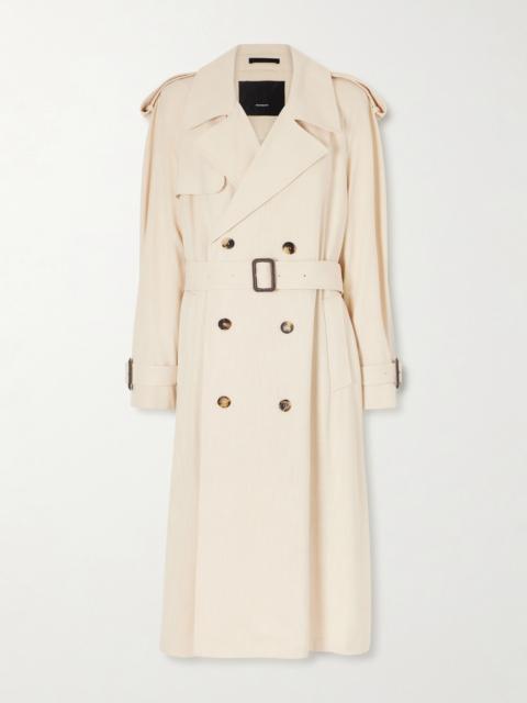 Double-breasted Belted Technical Shell Trench Coat
