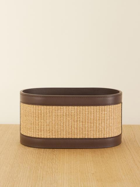 Raffia And Leather Basket