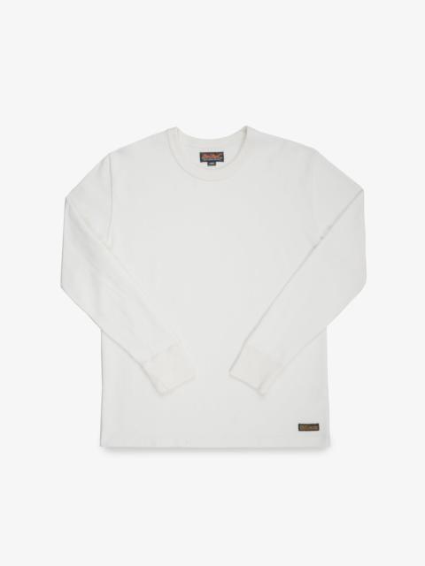 11OZ COTTON KNIT LONG SLEEVED CREW NECK SWEATER - WHITE