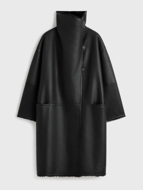 Shearling wrap coat black
