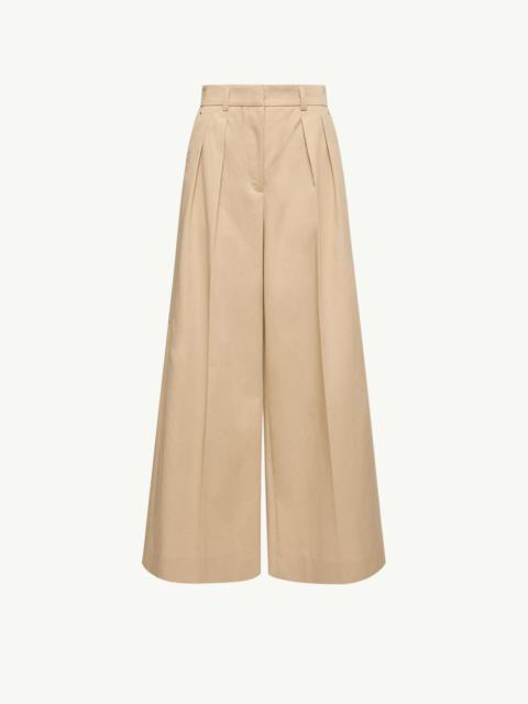 Cotton Gabardine Wide-Leg Tailored Pants