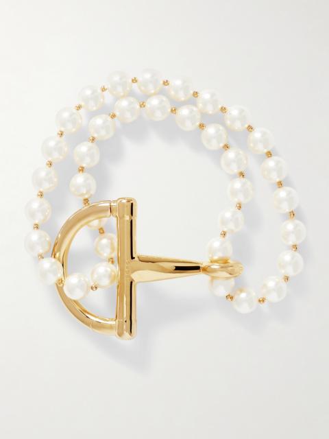 Gold-tone And Faux Pearl Bracelet