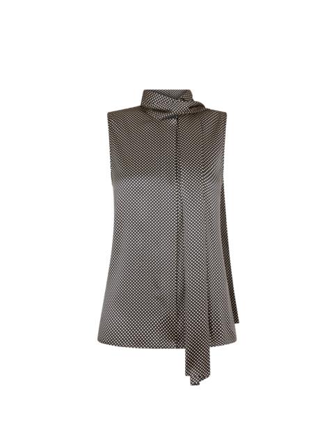 SLEEVELESS LAVALLIERE SILK BLOUSE