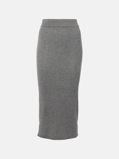Ribbed-knit midi skirt
