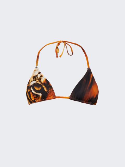 X Roberto Cavalli Triangle Bikini Top Tiger Face Print