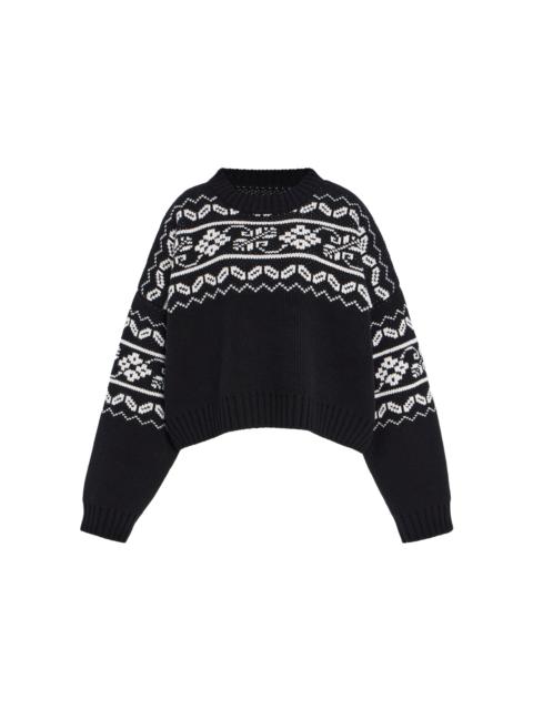 Oversized Fair-Isle Knit Wool Sweater black
