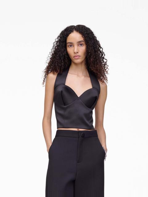 SCULPTED SATIN HALTER TOP