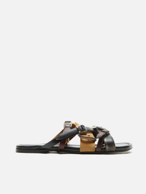 Leather belts strap sandals - Multi brown