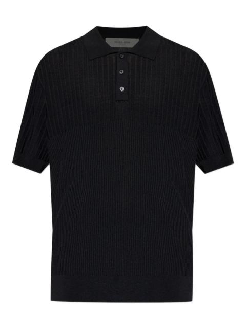 ribbed button polo shirt