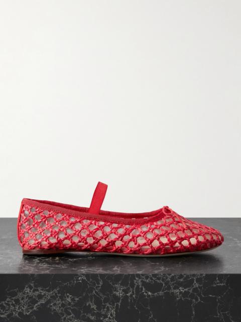 Leonie Grosgrain-trimmed Raffia Mary Jane Ballet Flats