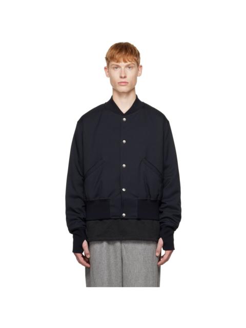 Navy Stand Collar Bomber Jacket