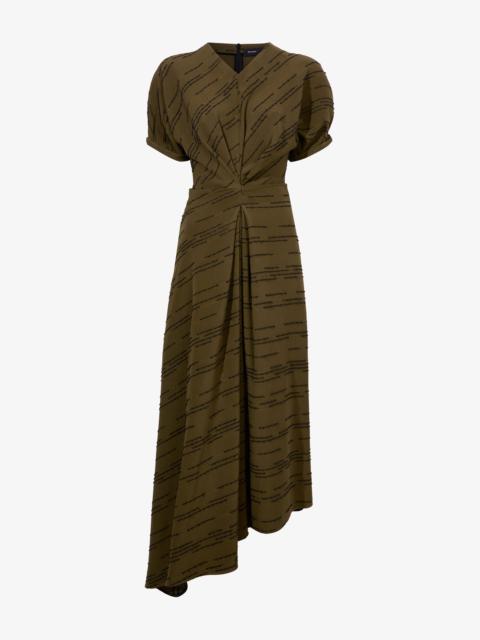 Vivienne Asymmetrical Dress in Textured Stripe Flou