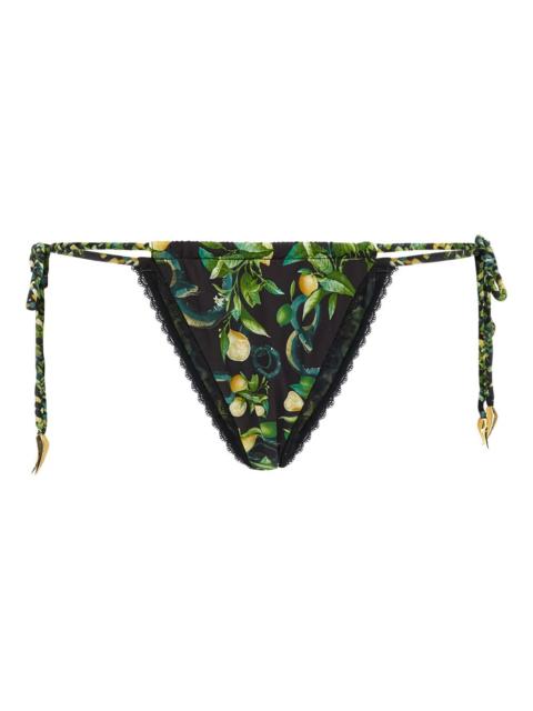 lemon-print tie-side biquini bottom