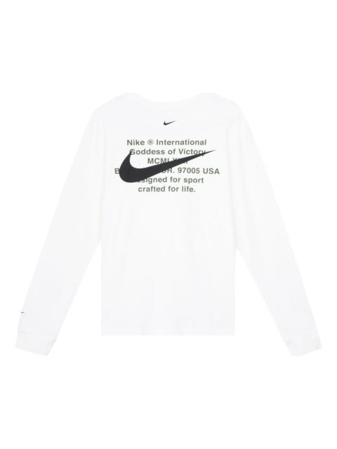 Nike MENS Swoosh Casual Sports Double-Hook Crew-neck Long Sleeve White DB6156-100