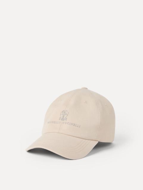 Garment-dyed twisted cotton gabardine baseball cap with embroidered logo