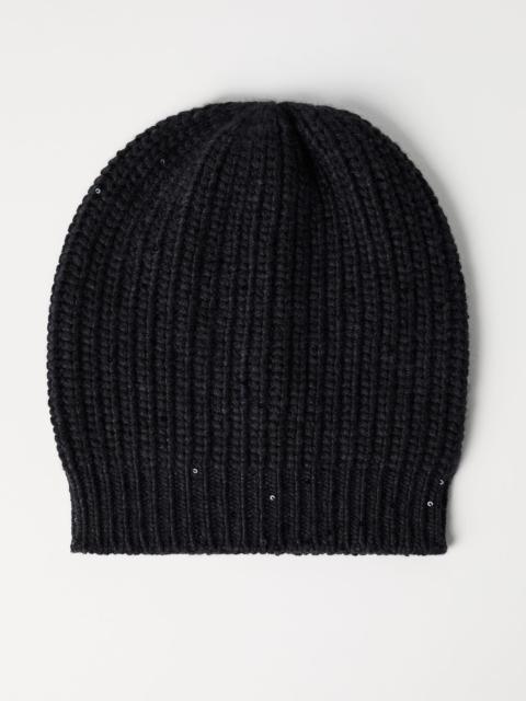 Cashmere and silk Diamond yarn knit beanie
