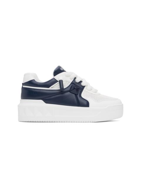 White & Navy Low-Top One Stud XL Sneakers