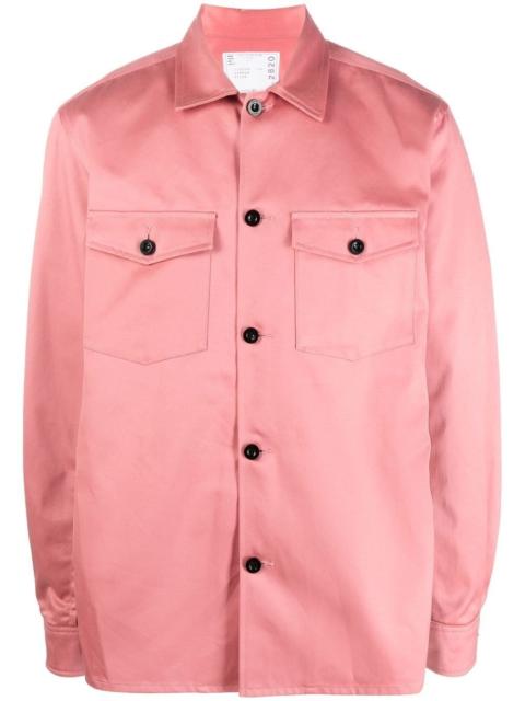 contrast-panel cotton shirt