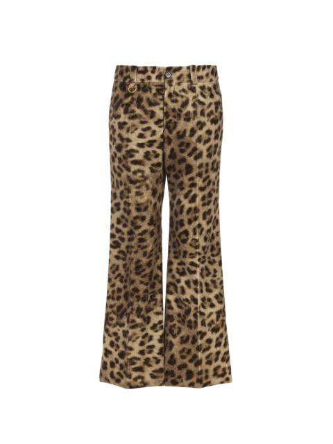 CROPPED BOOTCUT PANTS IN LEOPARD-PRINT COTTON VELVET