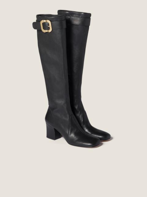 Nappa leather boots with buckle