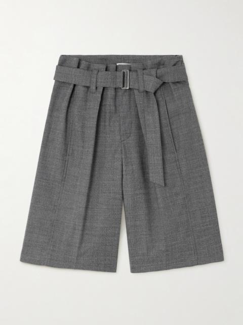 Belted Cotton And Wool-blend Twill Shorts