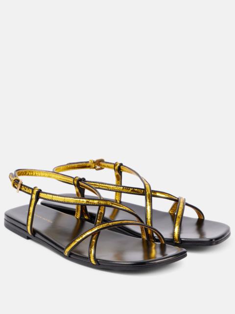 Metallic leather sandals