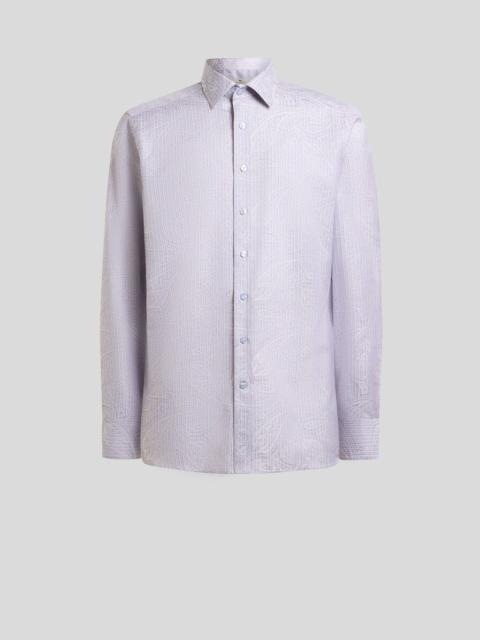 COTTON JACQUARD SHIRT WITH STRIPED MOTIF AND PAISLEYS