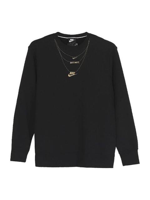 (WMNS) Nike Sportswear Embroidered Small Logo Fleece Lined Stay Warm Casual Round Neck Pullover Hood