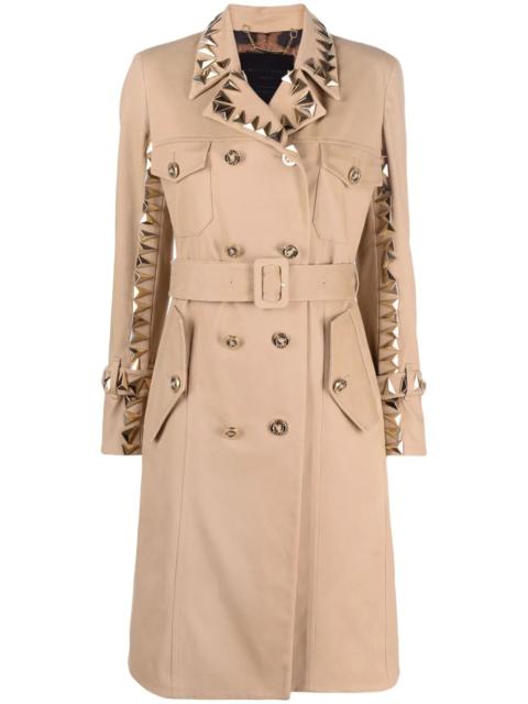 studded belted trench coat