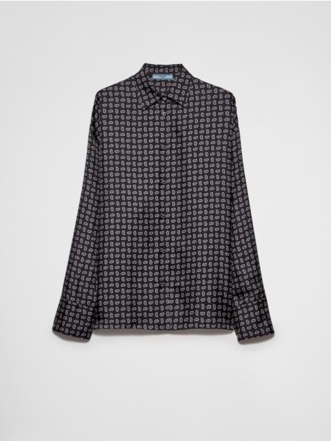 Printed twill silk shirt