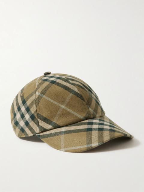 Checked Cotton-Twill Baseball Cap Beige
