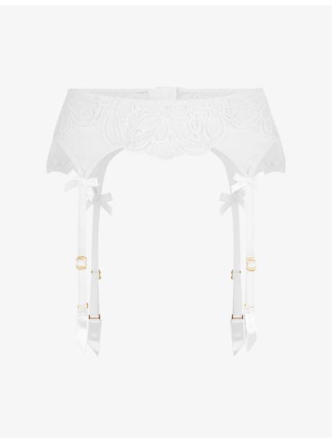 Nelle Embroidered Mesh Suspender Belt
