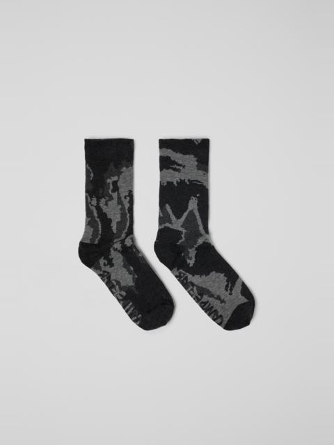 Black-Gray Cotton-blend Socks