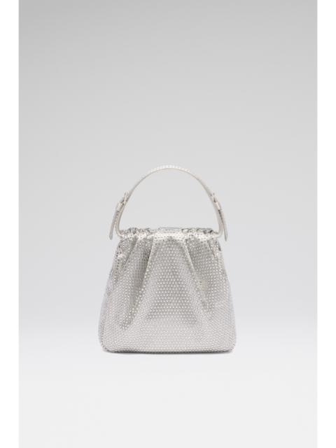 VITTORIA FULL CRYSTAL BAG SILVER SATIN AND WHITE CRYSTALS