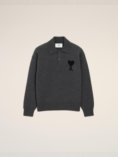 GREY WOOL AMI DE COEUR POLO