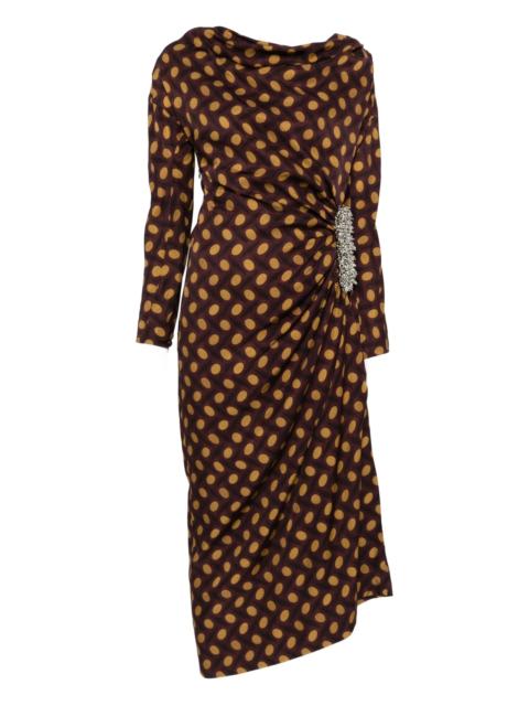 Dries Van Noten Polka-dot Draped Asymmetric Dress