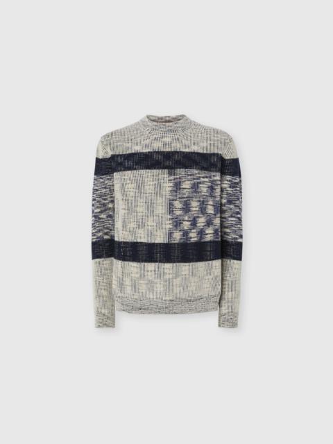 Crew neck sweater with check pattern