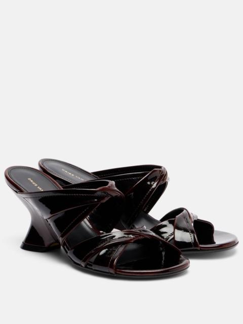 75 patent leather wedge mules