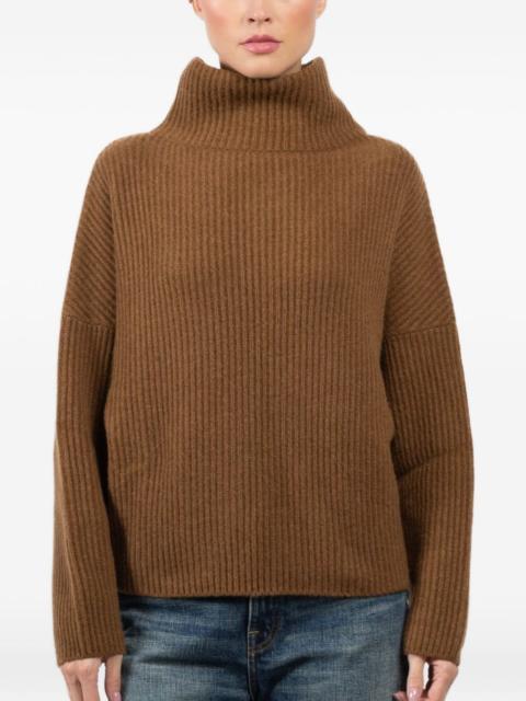 Batwing roll-neck ribbed sweater