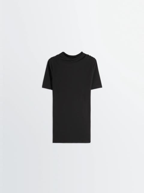 SHORT SLEEVE TWISTED TOP IN COTTON CREPE JERSEY