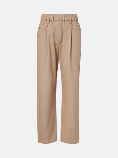 Cotton-blend straight pants