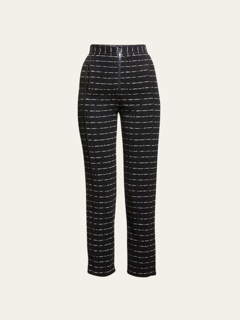 Straight-Leg Ankle Jersey Jacquard Pants